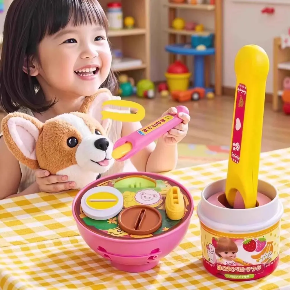 6pcs/set Little BearShape Pudding Feeding Set Pretend Play Simulation Model Lunch Box Pudding Early Education Kawaii Play House