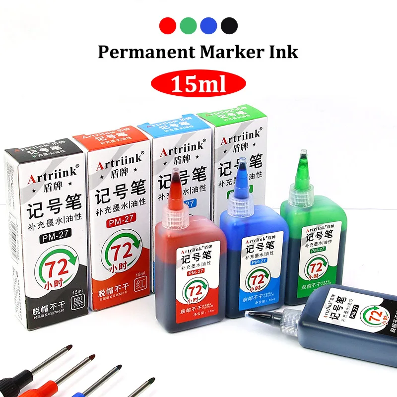 

4color 15ml Marker Refill Ink,Oily Quick-Drying Waterproof And Non-Fading,Non-Erasable Markers Ink Refill,A Duration of 72 Hours
