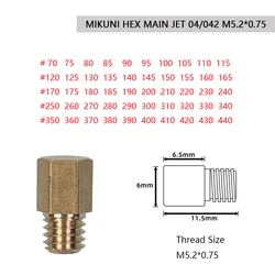 Main Jets For MIKUNI VM TM TMX Carburetor 4/042 Scooter Injectors Nozzle Size 70-440 Pocket Tuner Large Hex Type gicleur 10Pcs