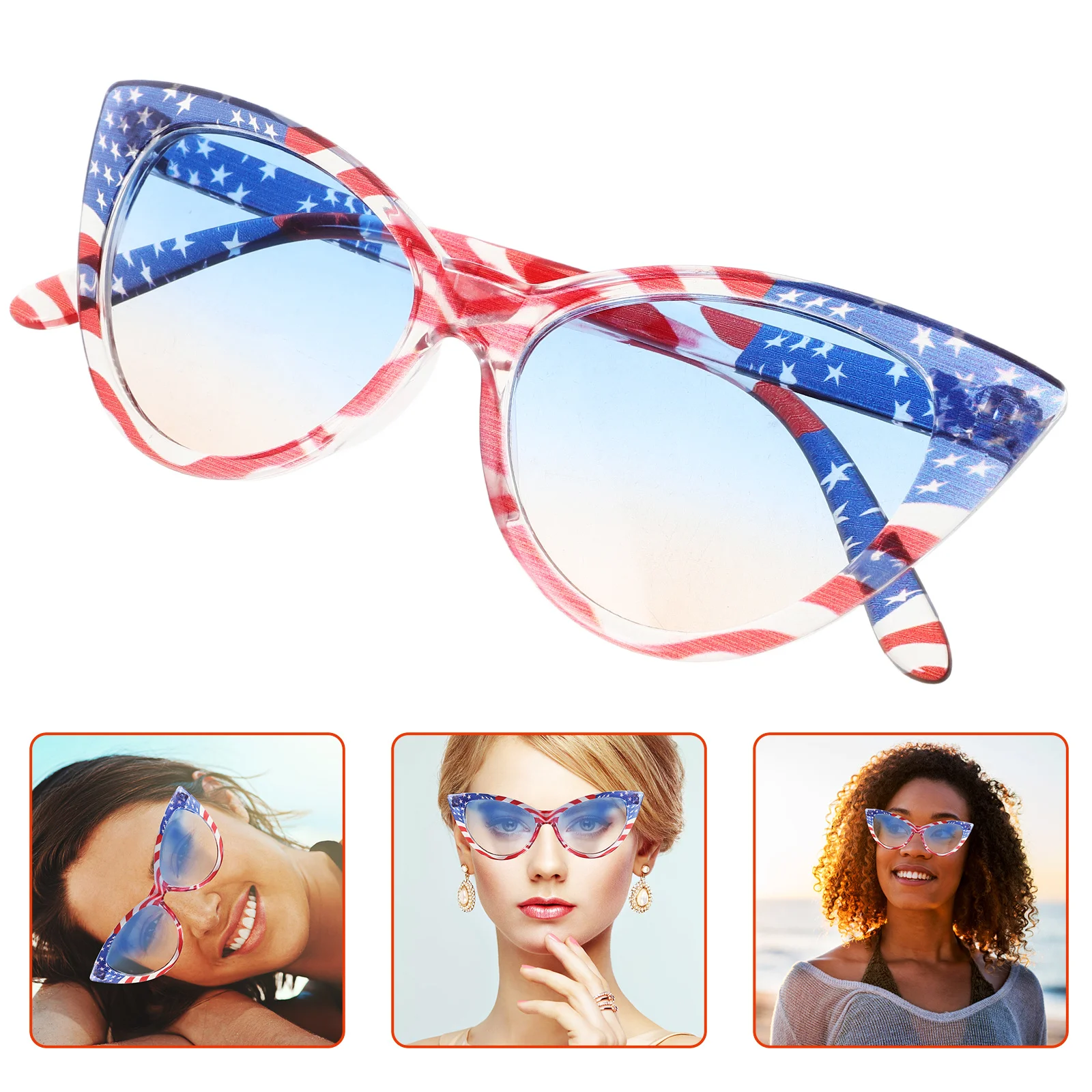 

Triangular Cat Eye Sunglasses American Flag Design Patriotic 4th of July Party Usa Celebration Patriotic Glasses