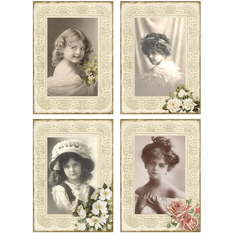 Vintage Victorian Old Photo Stickers DIY Scrapbooking Junk Journal Primer Collage Diary Album Decorate