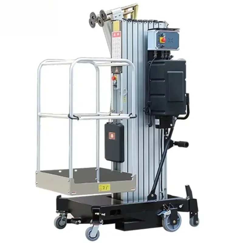 Industrial Handling Transportation Equipment Hand Push Aluminum Alloy Mast Aerial Work Platform Mobile Hydraulic Lift Man Lift