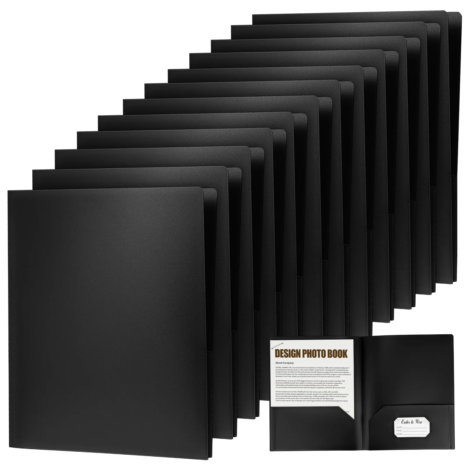 

12pcs Plastic File Organizer Folders Dual Pockets Document Storage Folder Business Card Slot Resume Holder Letter Size Office