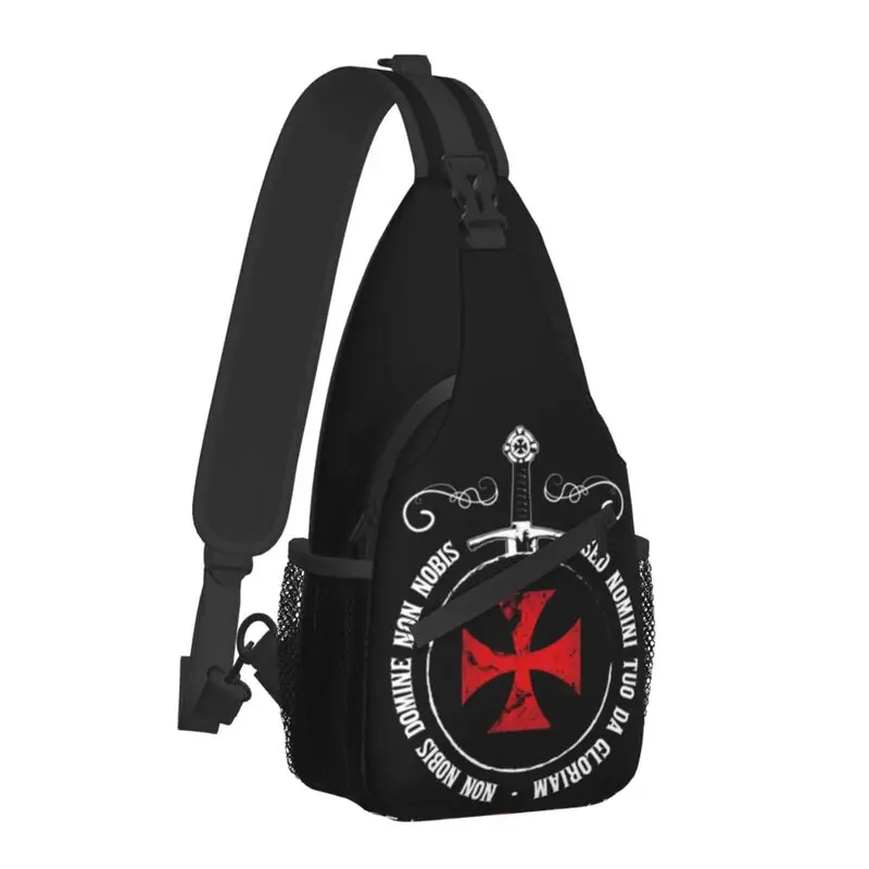 Custom Knights Templar Crusader Emblem Sword Symbol Sling Bag Men Fashion Shoulder Chest Crossbody Backpack Traveling Daypack