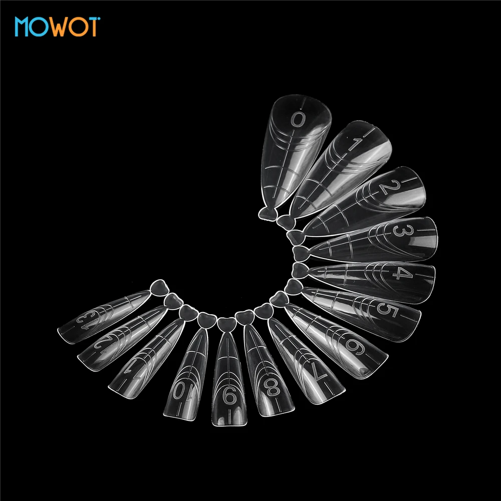 MOWOT 140 قطعة قابلة لإعادة الاستخدام أشكال مزدوجة وصلات لإطالة الأظافر أشكال علوية من الأكريليك الشفاف قوالب جل سريعة البناء 14 مقاسًا أطراف أظافر تصميم الأظافر #3