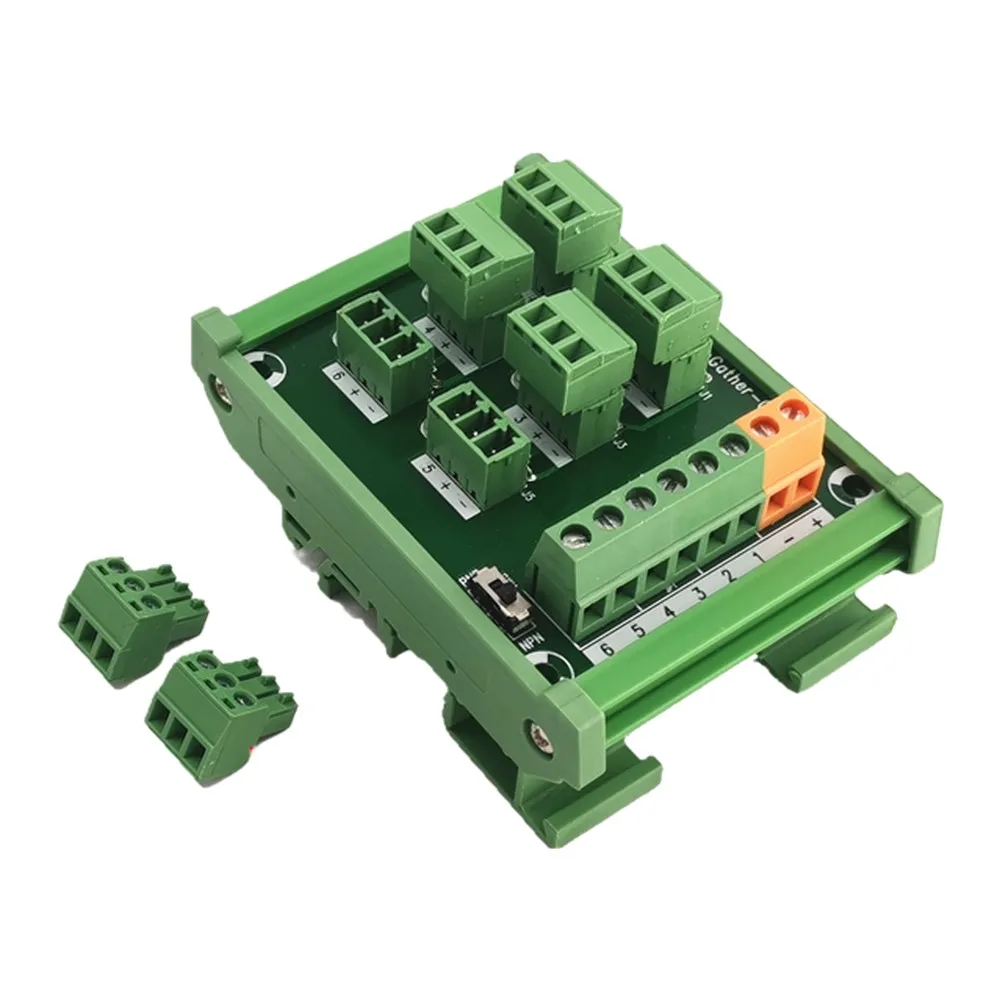 KP-6L-Gther-C 6-channel 3-wire terminal block with LED display for proximity sensor monitoring and NPN/PNP type support