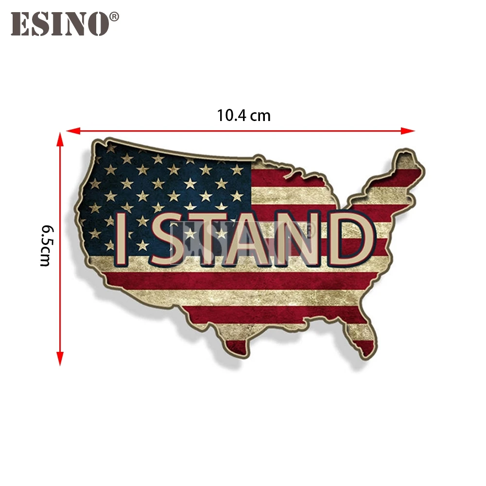 Car Styling Creative USA America National Flag I Stand Decorative Decal Cartoon PVC Waterproof Car Body Sticker Pattern Vinyl