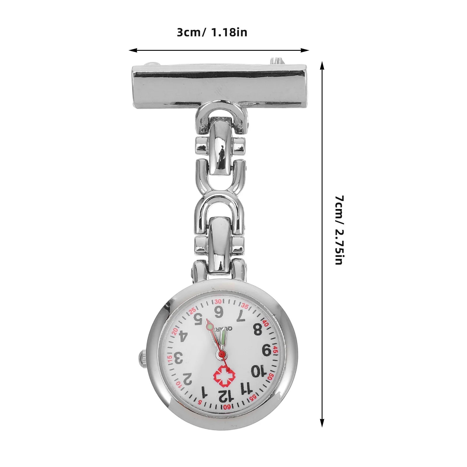 ساعة جيب ممرضة بيضاء أسلوب بسيط الطبية معلقة بروش دبوس كليب ساعة الجيب الرجعية هدية عملية للممرضات