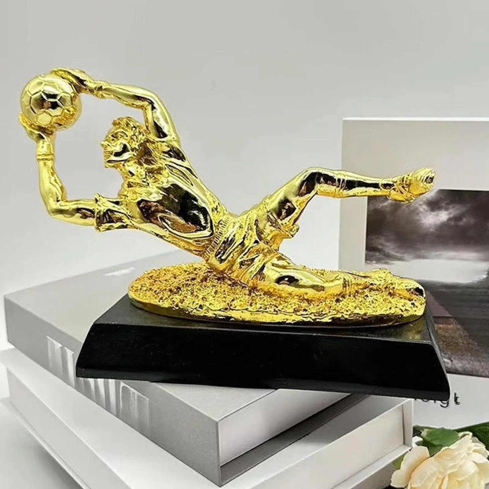 Football Trophy Resin Crafts Ornament Reward Participation Goalkeeper Award Trophy for Office Carnival Gifts Sports Party