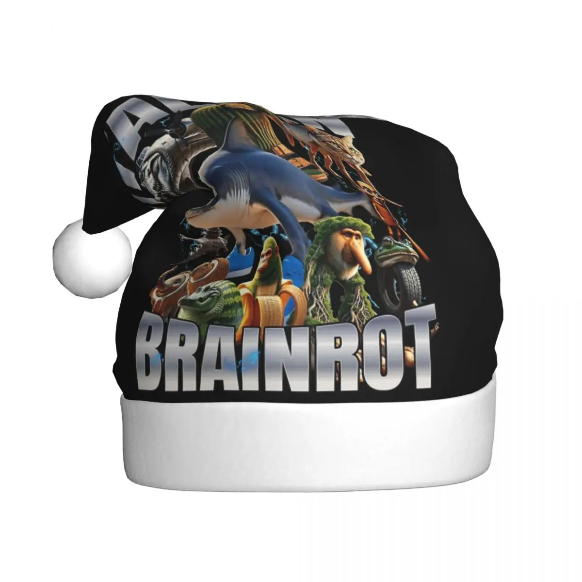 Italian Brainrot Tralalero Tralala Christmas Hat for Adult Men Women Santa Hat Cap Xmas Decoration Headdress