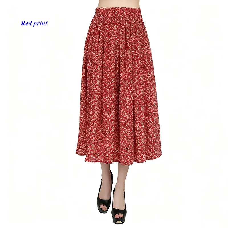 

New arrival lady pure silk crepe-de-chine elastic waist loose skirts,100% natural silk casual skirt