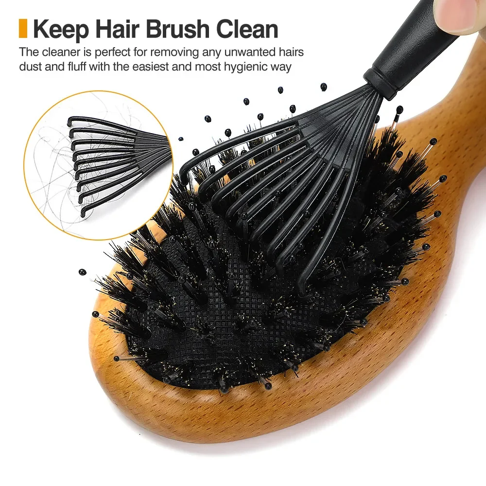 Natural Boar Bristle Hairbrush Mini Handle Massage Comb Anti-static Hair Scalp Paddle Brushes barber Hair Brush Styling Tool