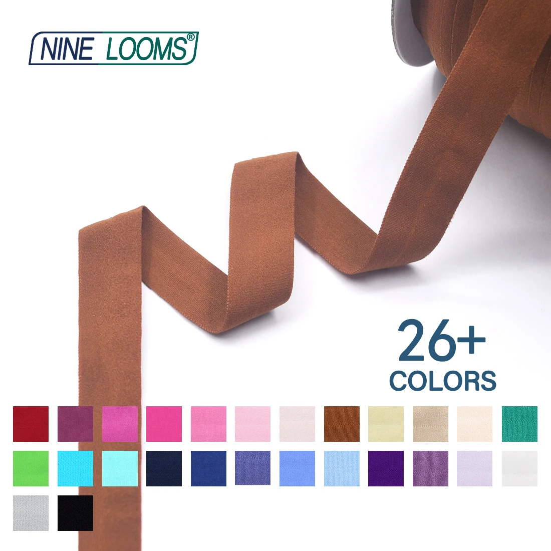 Neun Webstühle matt faltbar elastisch Feind 3/4 "20mm solide nicht glänzende Spandex Band Unterwäsche Dessous Näh besatz 50 Yard von Spule – Detail 9