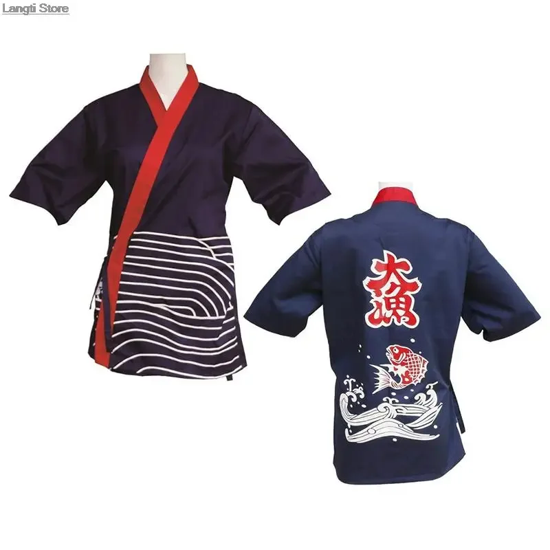 Manteau de Chef de Style japonais, uniforme de Sushi, Kimono de Restaurant, chemises de cuisine, serveuse, serveur, vêtements de travail, hauts, vestes de Chef
