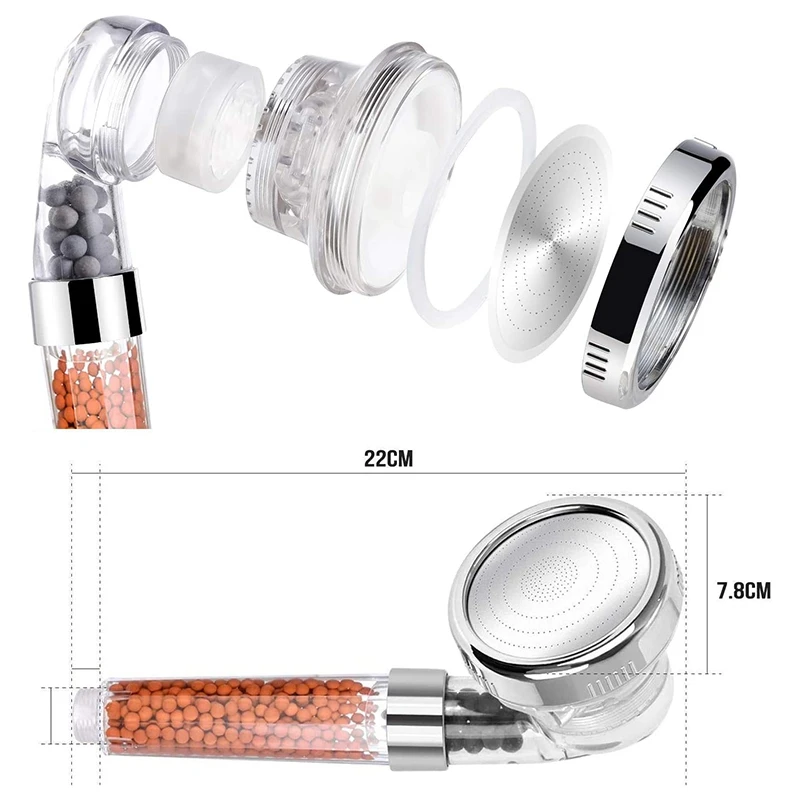 Shower Head,Ionic Shower Head With Hose High Pressure,3 Modes Adjustable Filter Shower Head For Low Water Pressure