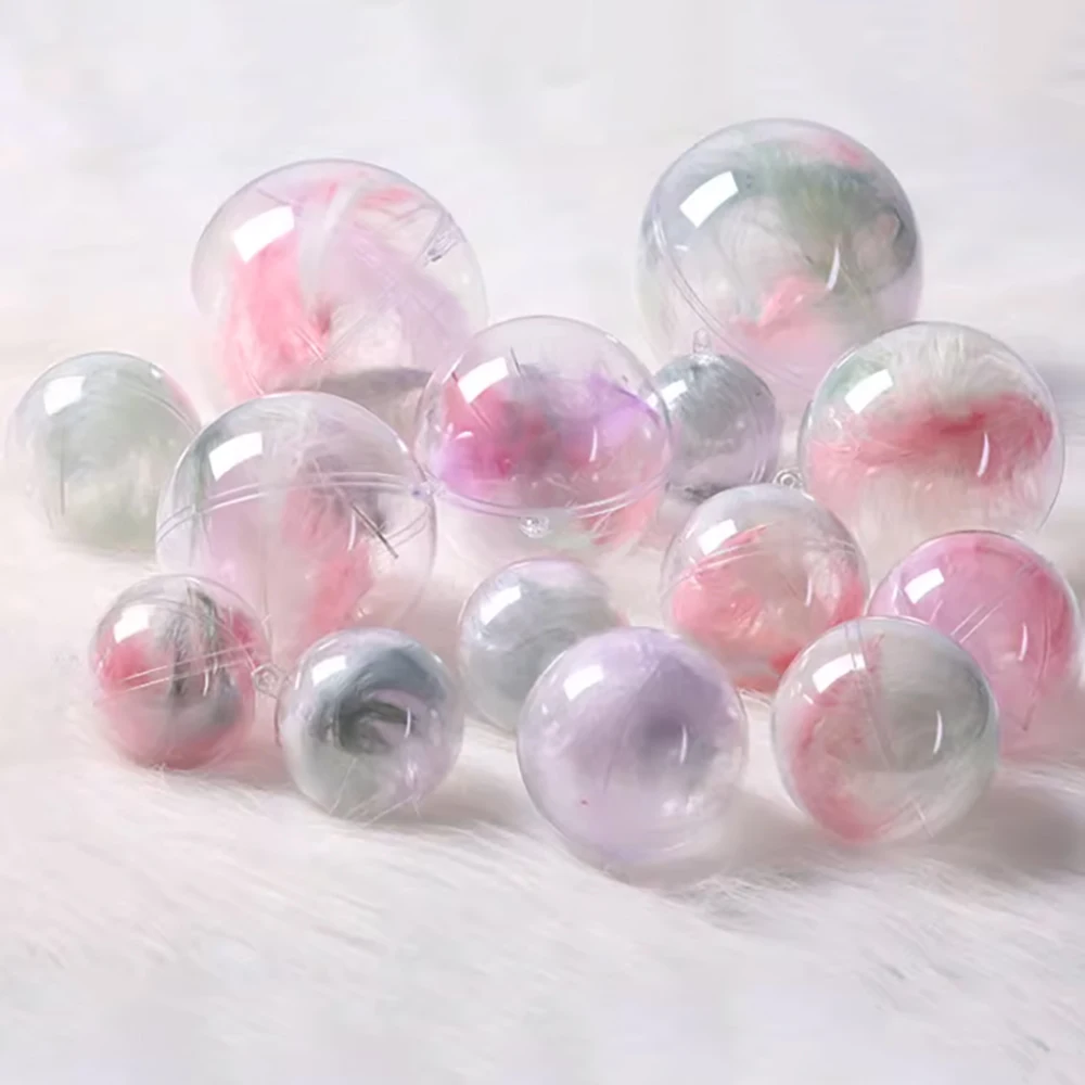 30Pcs 50/60/80/100mm Transparent Plastic Hollow Ball，for Pendant Hanging Ball DIY Handmade Christmas Wedding Party Decoration