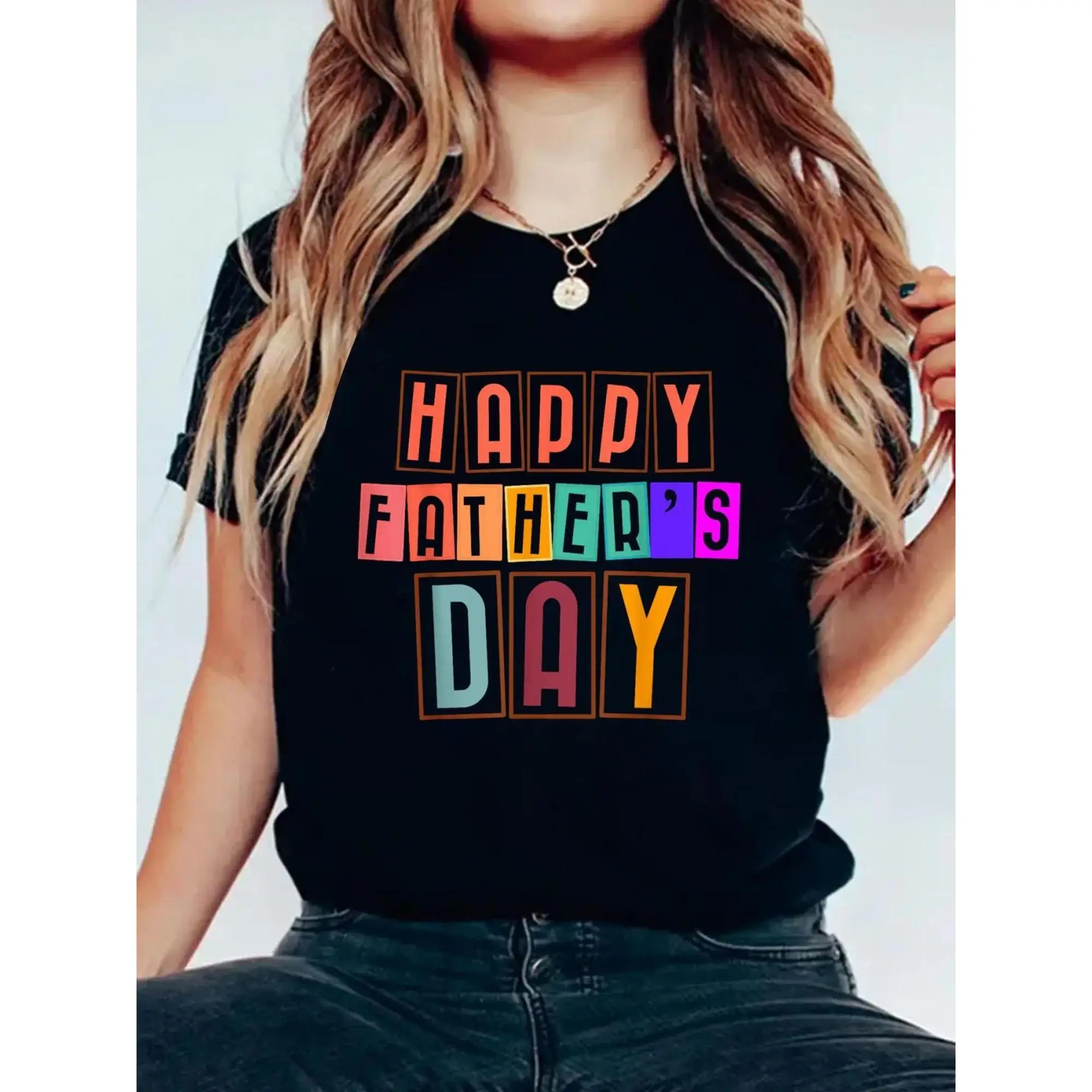 

Happy Father'S Day 2025 Tee For Men Dad Grandpa Women T Shirt, Short Sleeve Round Neck Casual Top For Summer & Spring