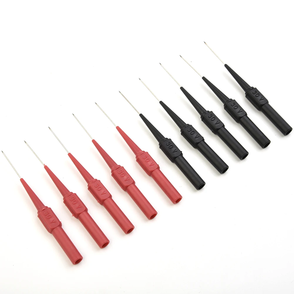 2/10pcs Insulation Piercing Needle Non-destructive Multimeter Test Probes Red/Black 30V Probe Measuring Device Clamp Test Probes