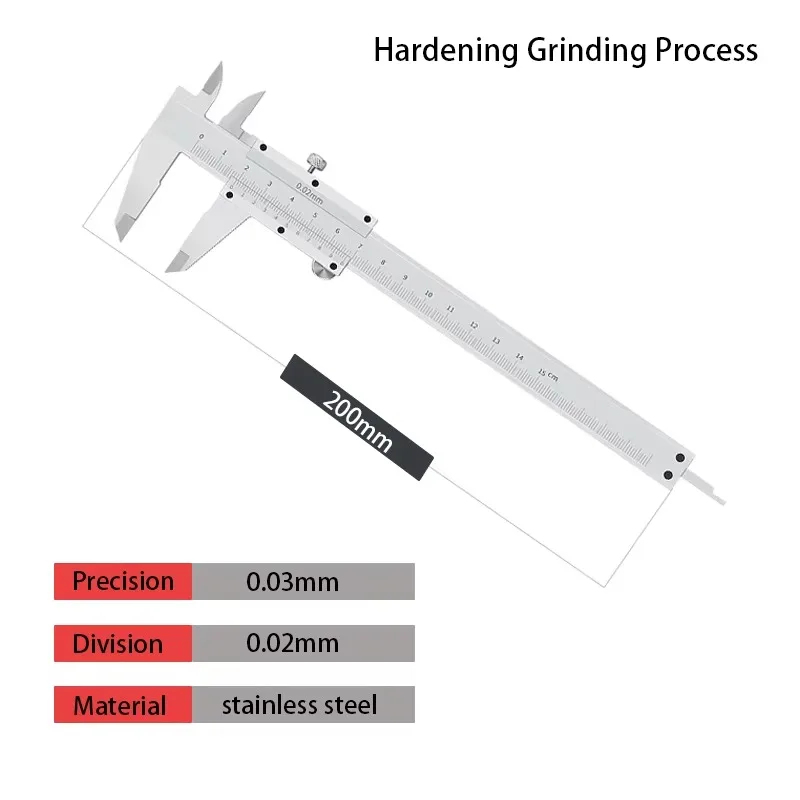 

Vernier Caliber 200mm Stainless Steel Insize Measuring Tool IP54 Accuracy 0.04mm Resolution 0.02mm Precision