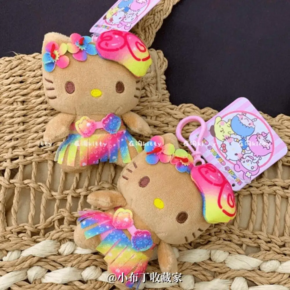 

Sanrio Black Skin Hello Kitty Vacation Series Soft Plush Doll Keychain Decoration Handbag Hanging Ornaments Girl Festival Gift