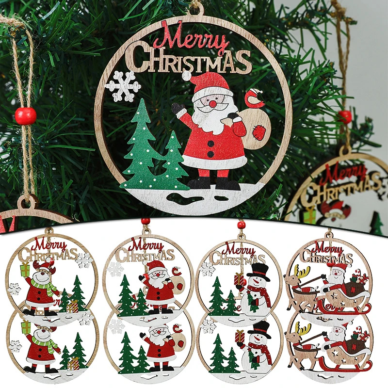 

1/3Pcs Christmas Tree Hanging Ornaments Wooden Christmas ball Xmas Pendants Decor For Home Christmas Party Decoration Navidad