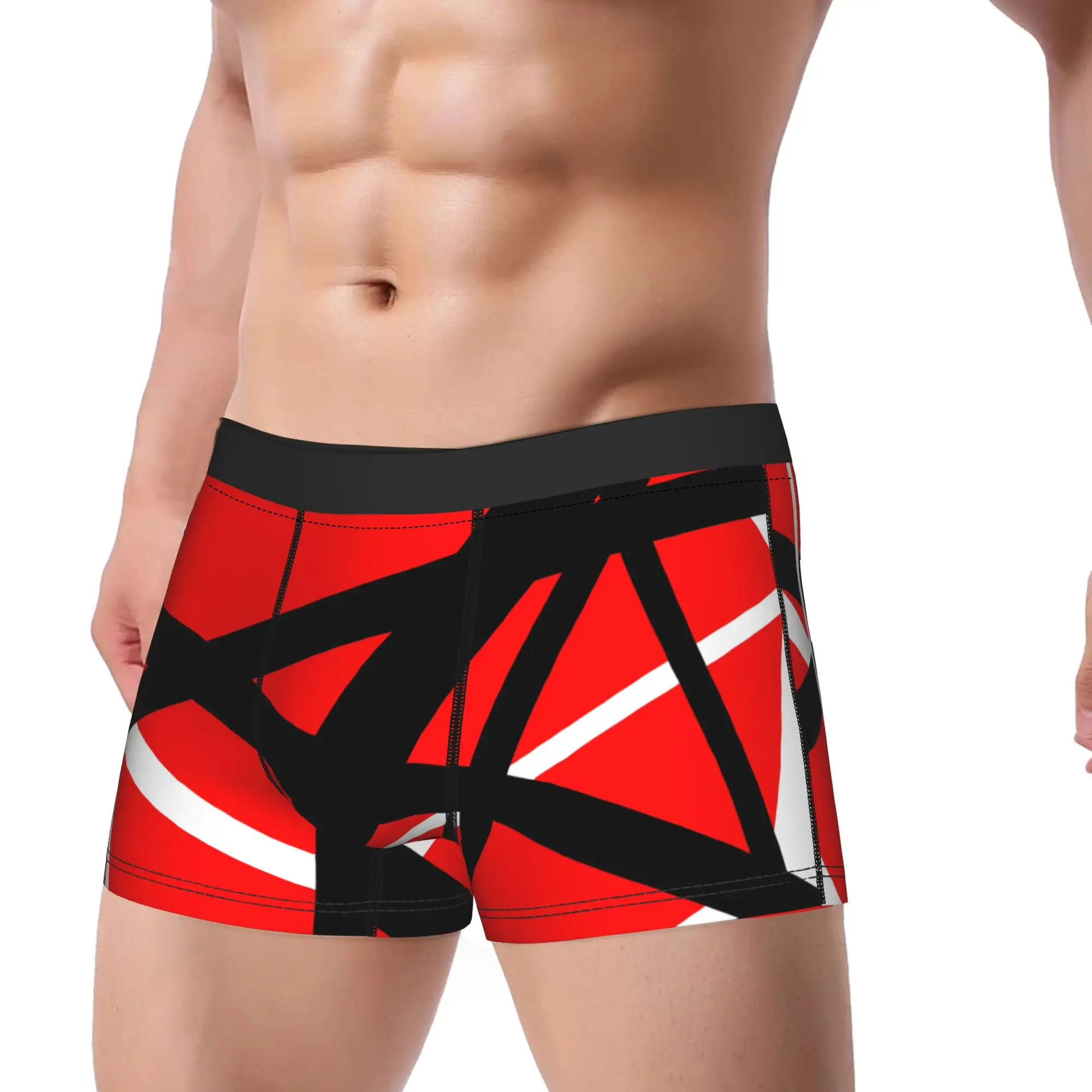 Van Halen Red And White Square With Lines Underwear Men Shorts Briefs Sexy Soft Boxershorts Trenky Customs Plus Size Underpants