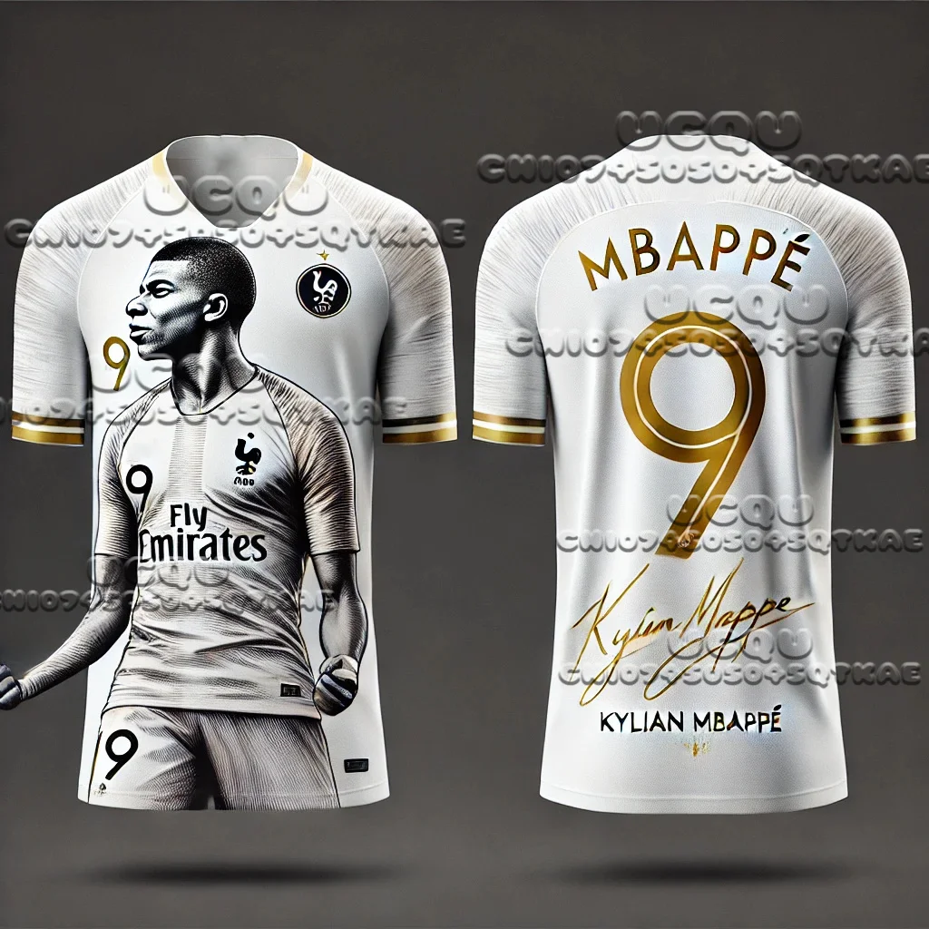 2025 WhatGPT تصميم القمم الرياضية الجديدة الرجال تي شيرت المشجعين خصيصا الرسومات Mbappe No.9 ثلاثية الأبعاد مطبوعة كرة القدم المحملة المشجعين للجنسين القمم
