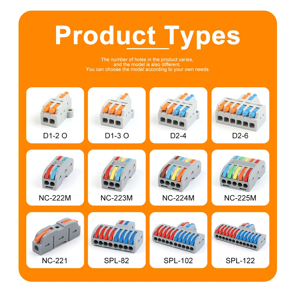 5PCS Fast Wire Connector Push-in Electrical Terminal Block Universal Splicing Wiring Cable Connectors For Cable Connection SPL