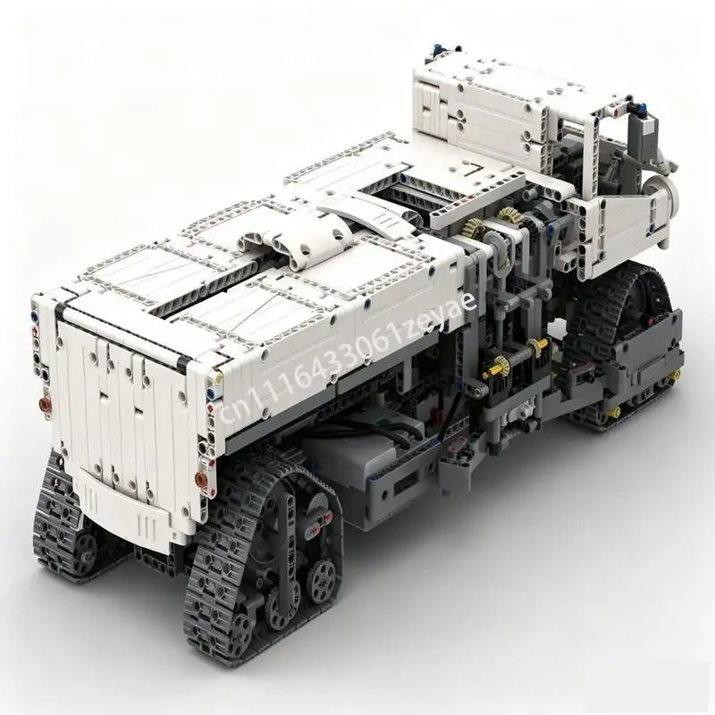 2000PCS Tracked Side Loader Garbage Truck Model Custom Puzzle Building Blocks DIY Assembly Sanitation Toy Popular Gift Display