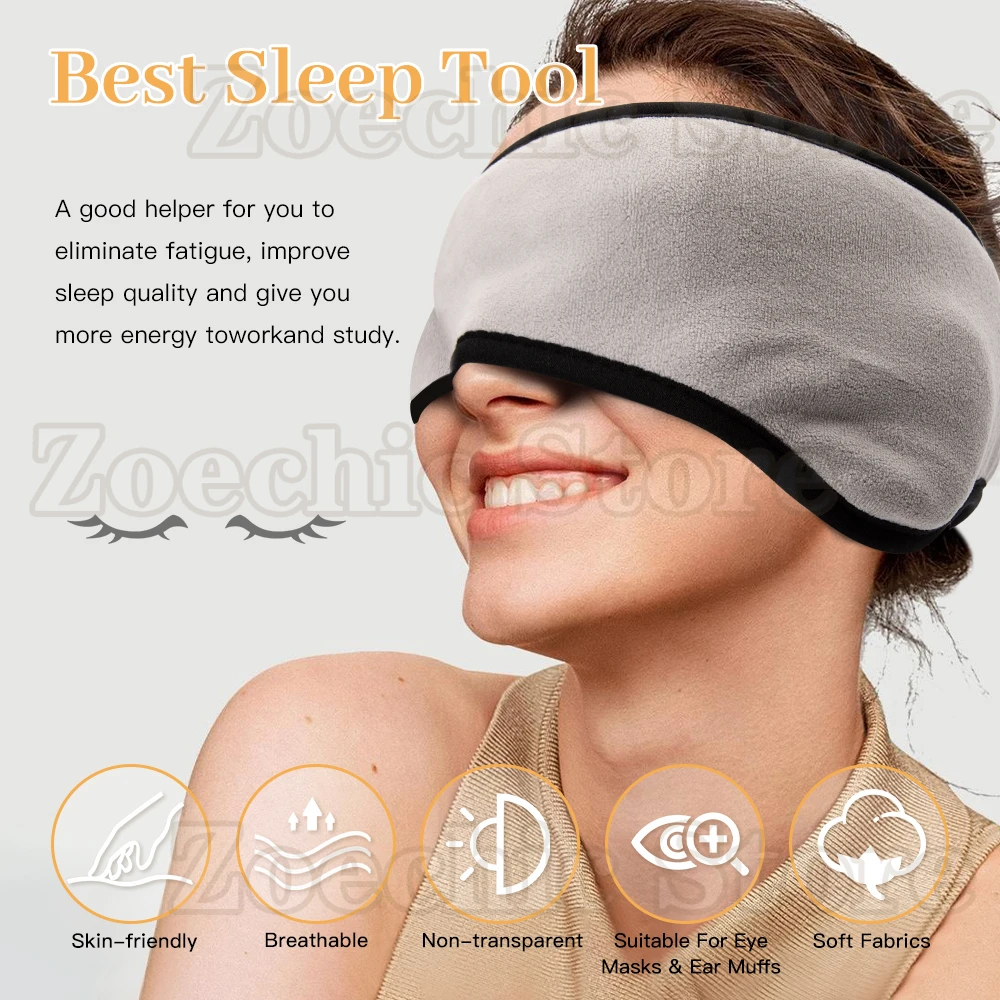 Portable Sleep Earmuff Blackout Breathable Sleeping Mask Soft Padded Blindfold Eyepatch Travel Eyeshade Aid Blindfold for Sleep