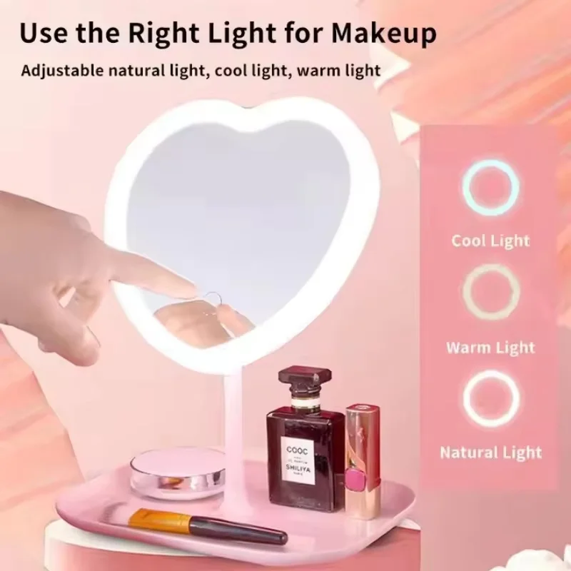 Lustro kosmetyczne na biurko z oświetleniem LED, lusterko do makijażu z lampkami, lusterko z funkcją wypełniania światłem, lusterko do makijażu.