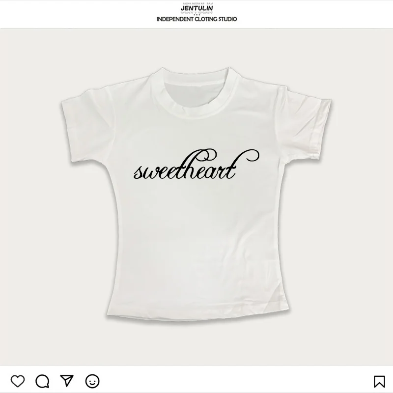 Goth Ästhetische Y2K Top frauen Crop Top Sexy Schlank Chic Grafik Druck Casual Kurzarm T-shirt Grunge Punk Weibliche Streetwear