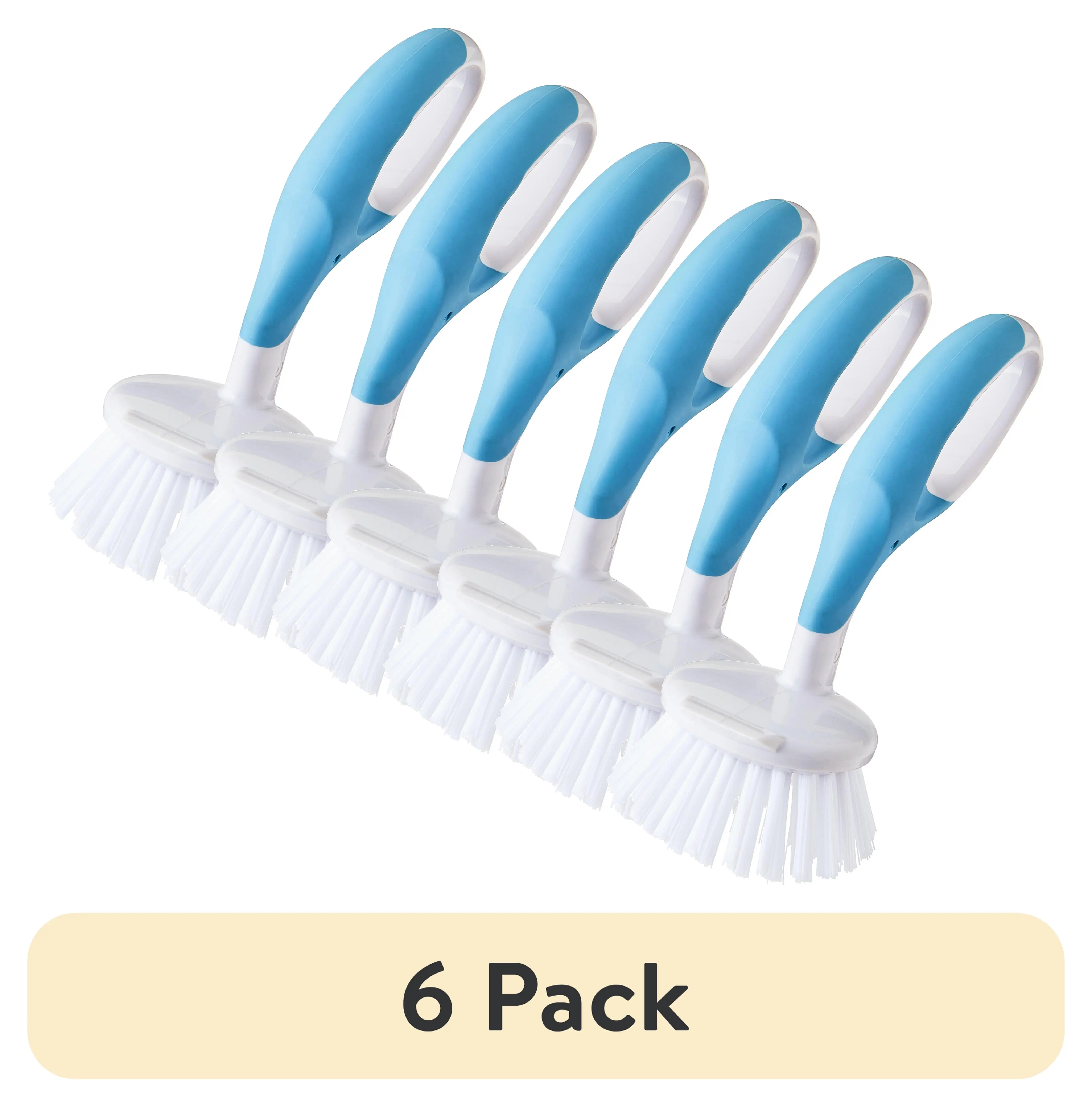 

(6 шт.) Маленькая удобная скруббер с нескользящей ручкой, синяя, безопасная для посудомоечной машины с верхней стойкой