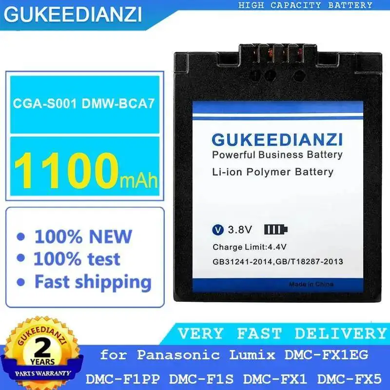 

Cga-S001 Dmw-BCA7 For Panasonic Lumix Dmc-FX1EG Dmc-F1PP Dmc-F1S Dmc-FX1 Dmc-FX5 Camera Battery 1100Mah High-Capacity