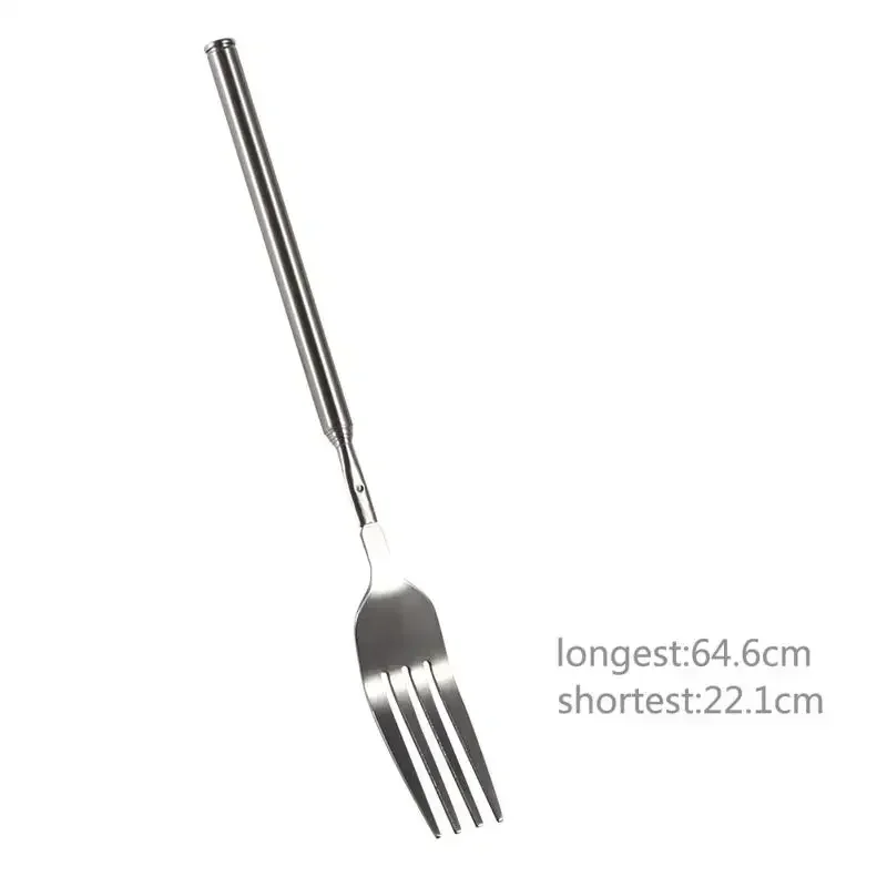 Picture 7: Retro Fork  BBQ Telescopic Extendable Dinner Fruit Dessert Long Handle Fork Stainless Steel Cutlery  Fork Tableware Bento Box
