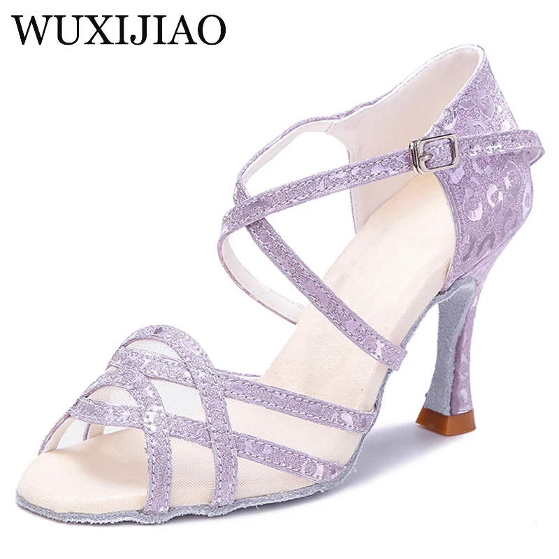 

WUXIJIAO Ladies Dance Shoes Latin Dance Shoes Tango Salsa Ballroom High Heels Soft Sole Sandals Ladies Wedding Shoes