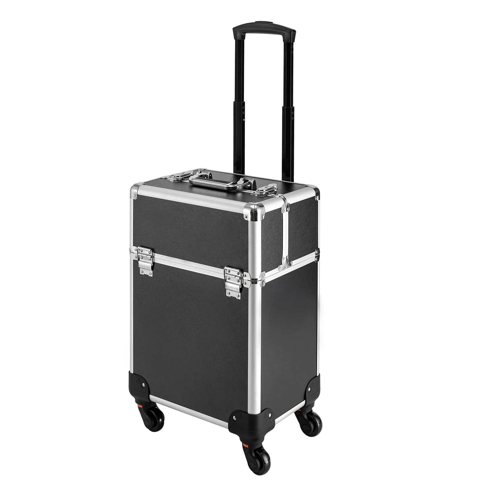 Professional Aluminum Rolling Makeup Case with Multi-Tiered Storage - Portable Cosmetic Train Case for Beauty Professionals