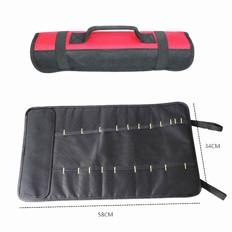 Multifunctional Roll-Up Motorcycle Tool Storage Bag 600D Oxford Cloth Mixed Wrench Spanner Socket Package Holder 22 Pockets