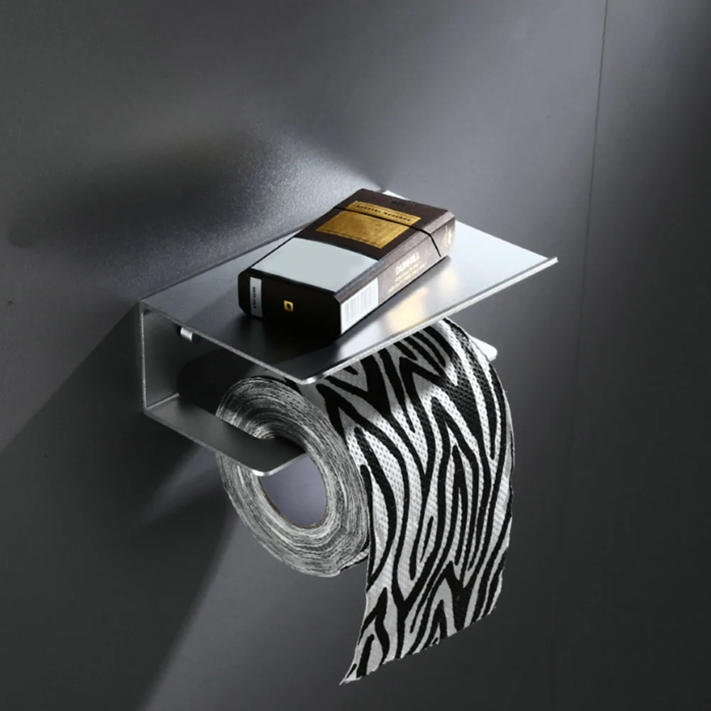 

Space Aluminum Tissue Roll Holder Wall Mounted Mobile Phone Shelf Paper Towel Storage Rack Smooth Finish Bathroom