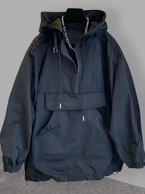 

Trendy Men's Lightweight Loose Fit UV Protection Jaet Hooded Windbreaker Casual Everyday Workwear Faionable Design