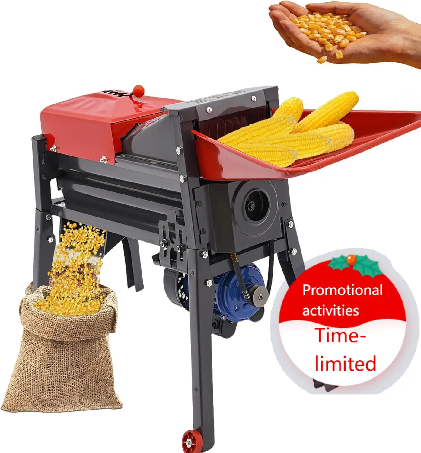 

110V Electric Corn Sheller 480W Heavy Duty Corn Thresher 13 Adjustable Gears Single phase Induction Motor