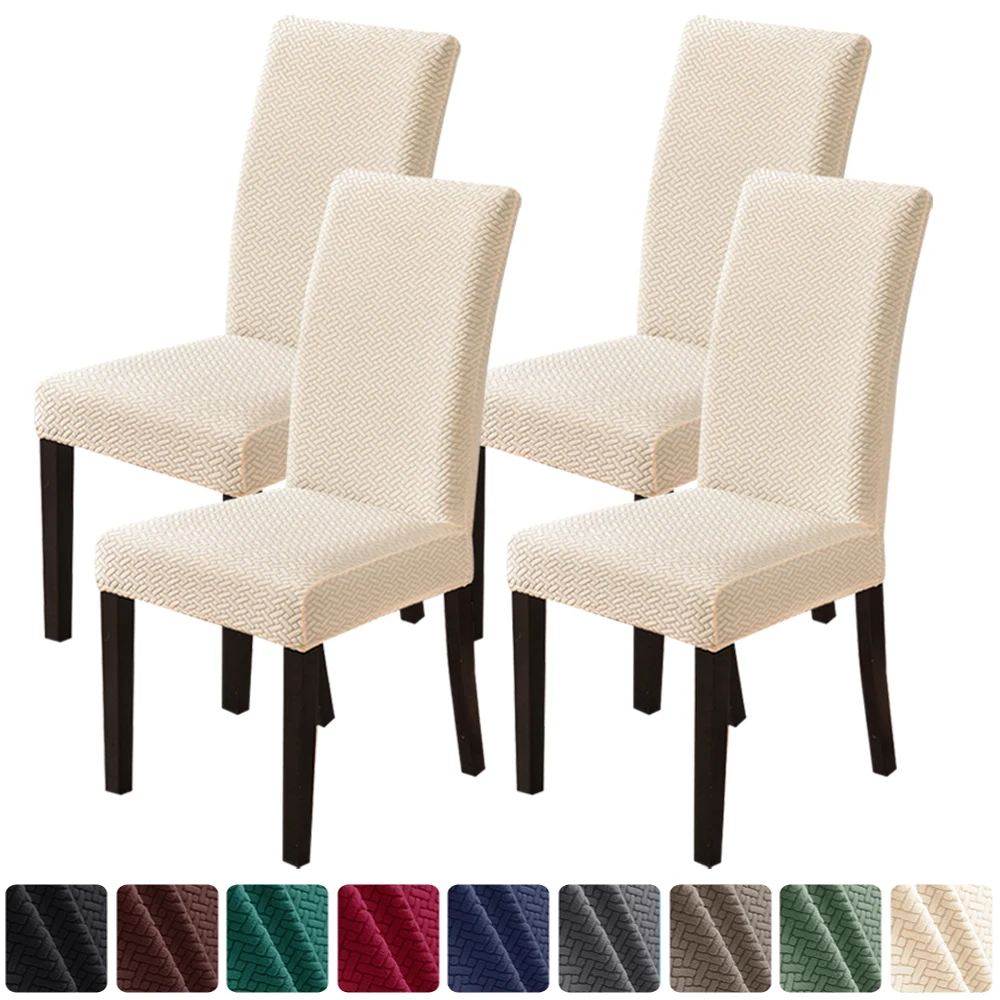 Jacquard Chair Cover Spandex Strech Dining Chair Seat Slipcover for Kitchen Hotel Wedding Banquet Removable Anti-dirty Case