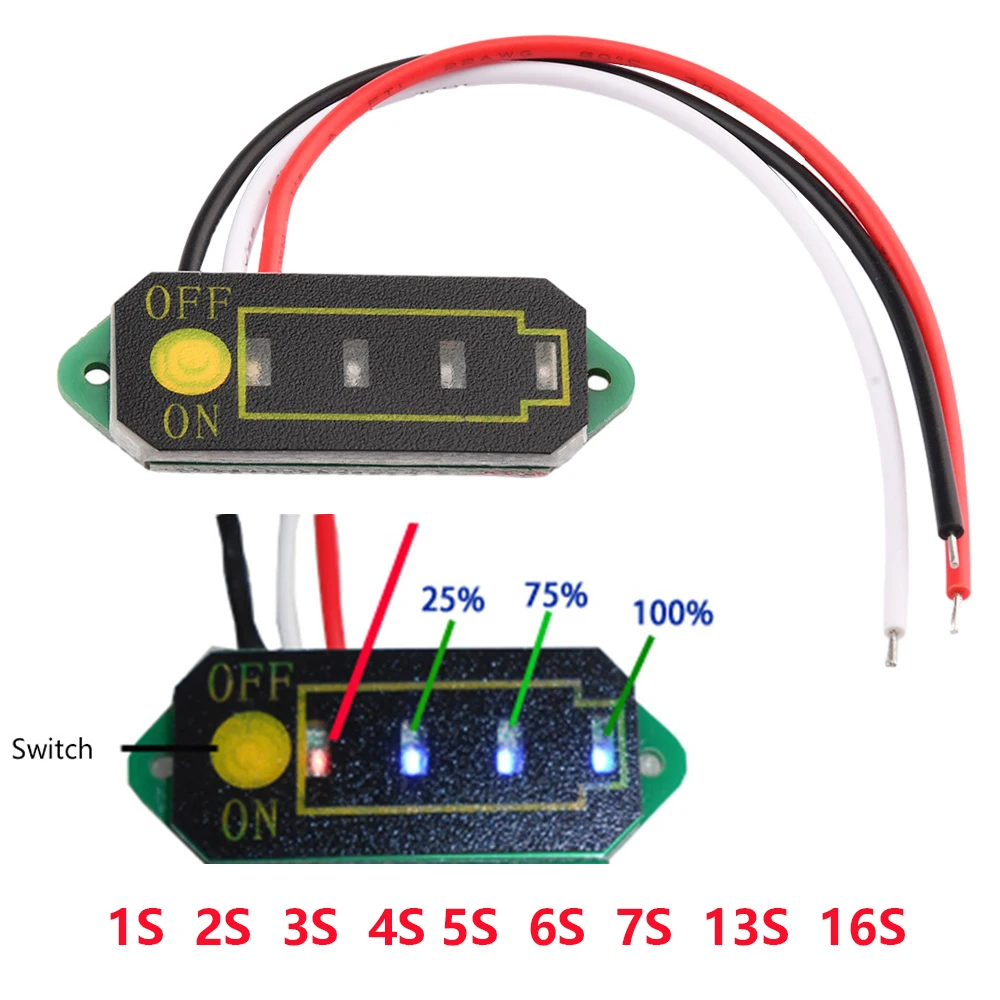 1-16S Battery Meter Capacity Monitor Digital Battery Indicator Lithium-ion Battery Indicator Lithium Battery Capacity Tester