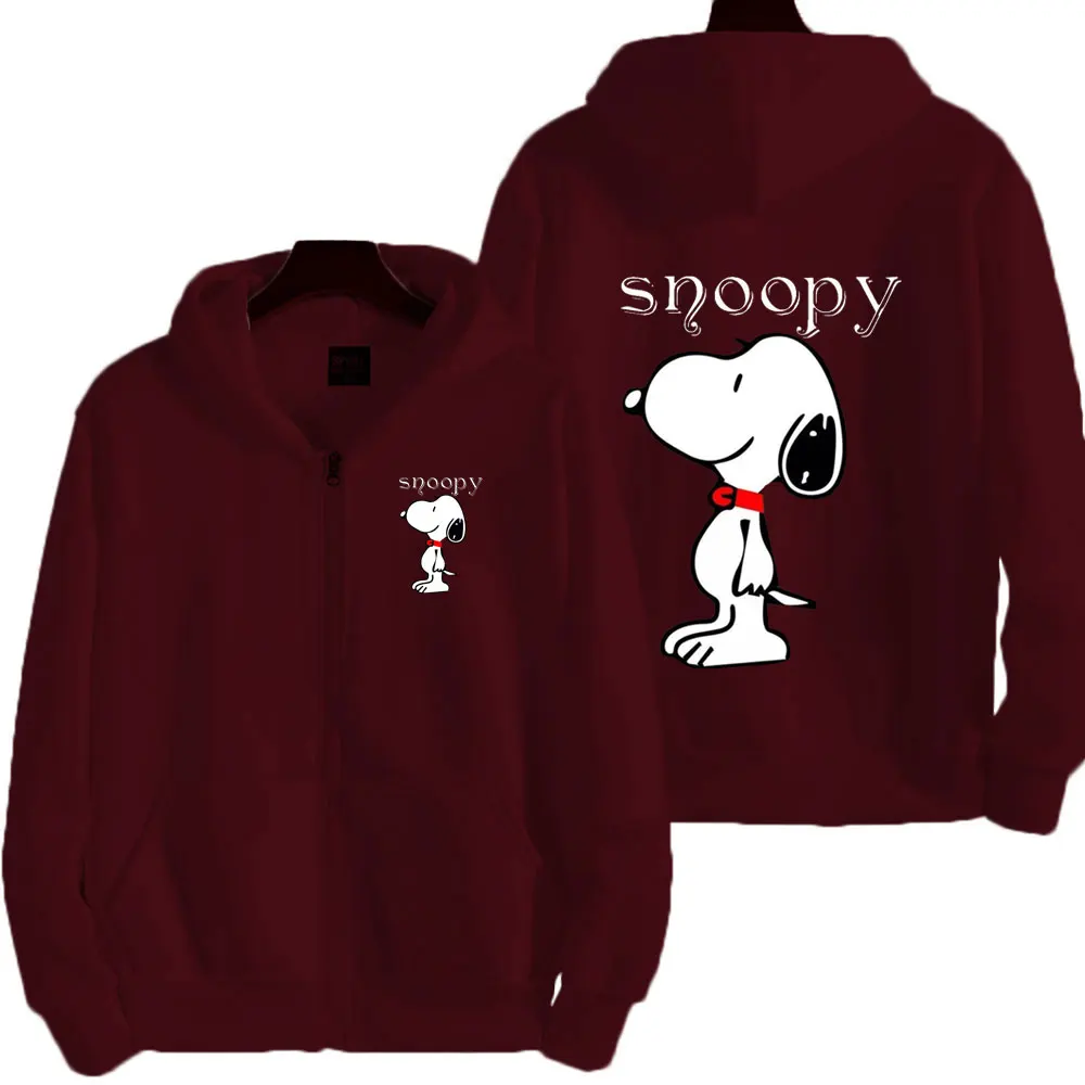 Snoopy Purple Cartoon Anime Men Zip Up Hoodie Spring Autumn Fashion Women Sweatshirt 2024 New Korean Style Couple Jacket Clothes