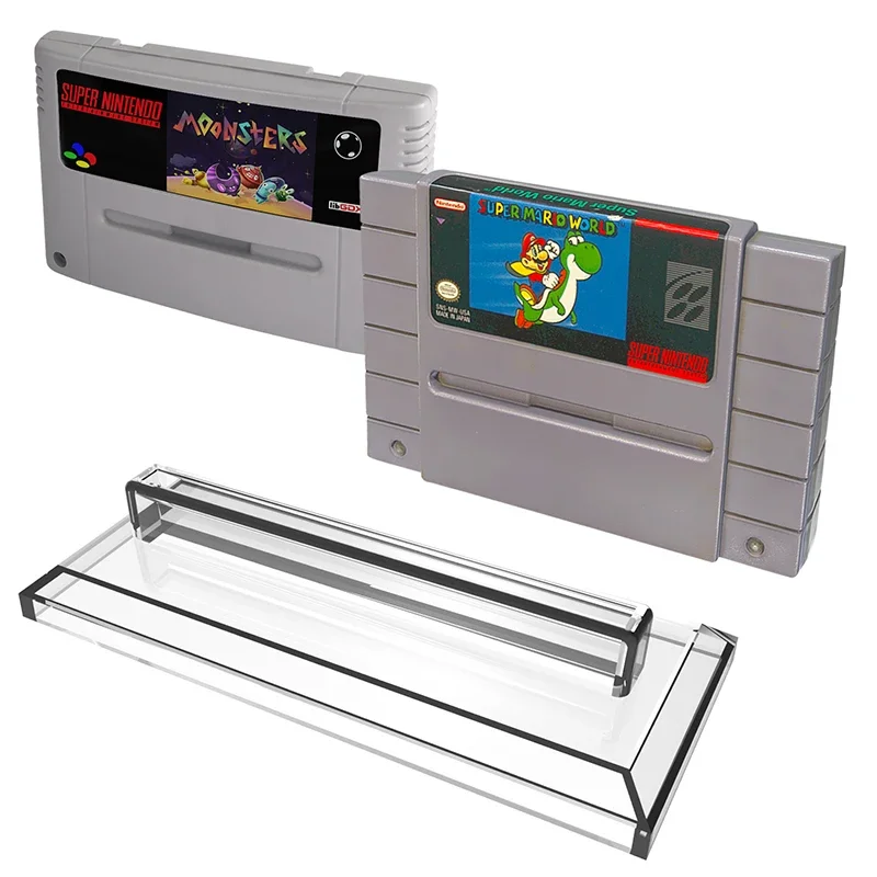 

Clear Game Card Display Stand for Nintendo SNES cartridge Holder Compatible with NTSC PAL Durable Portable Plastic Storage Shelf