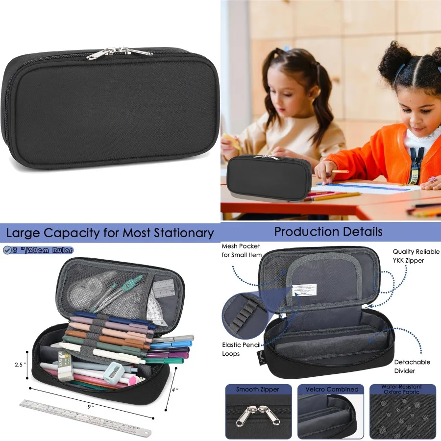 

FlowFly большой вместительный пенал для мальчиков и девочек, многофункциональный чехол для ручек на молнии, мягкая портативная сумка-карандаш для школьных подростков