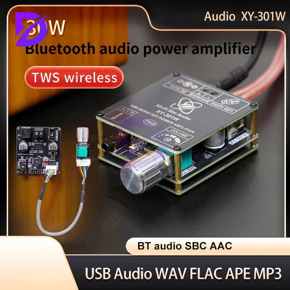 DC 9-24V XY-301W Mono 30W Bluetooth Digital Audio Amplifier Board TWS True Wireless Box Connection Stereo