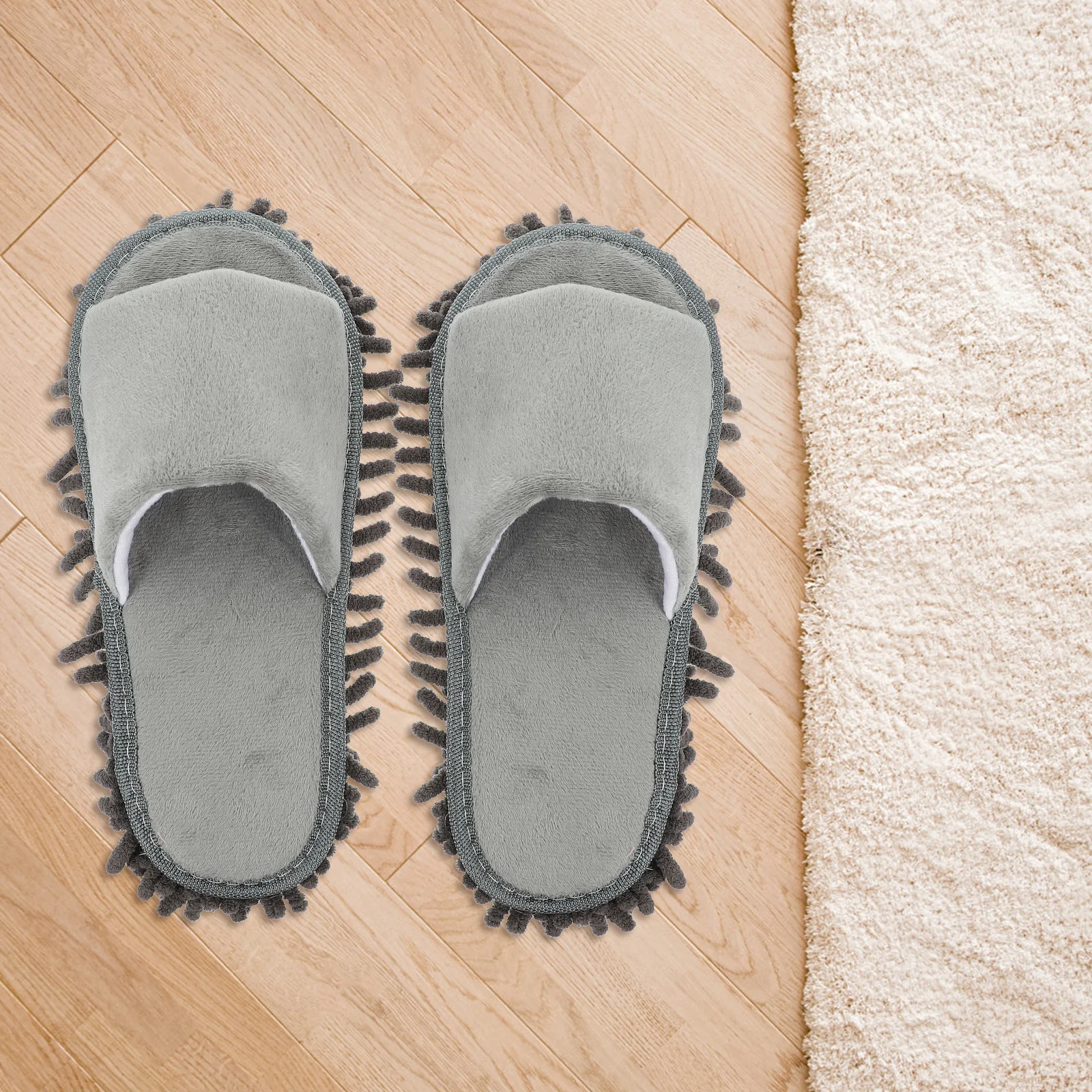 

2Pairs Mop Slippers Reusable Household Floor Cleaning Shoes Covers Chenille Mop Socks for Home Office Bathroom Kitchen