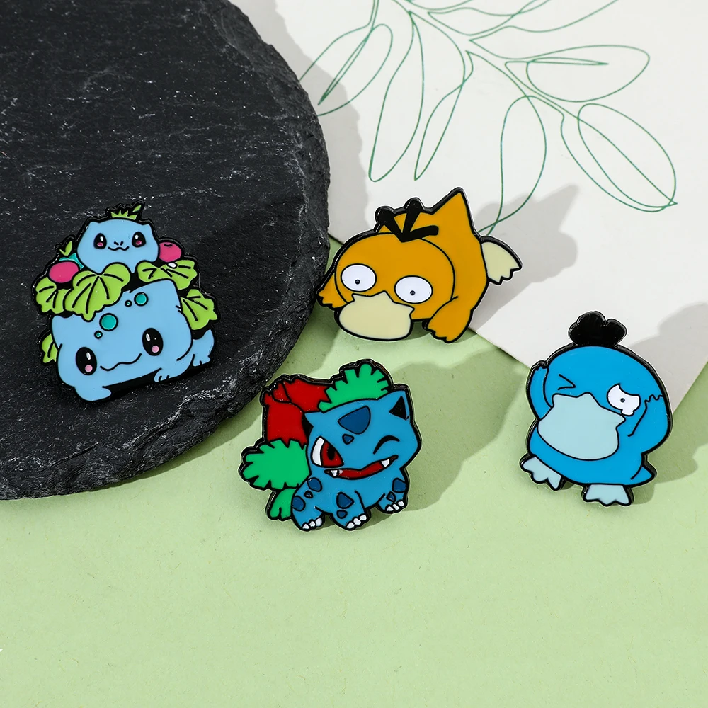 Pokémon Enamel Brooch for Children, Cartoon, Psyduck, Bulbasaur, Anime Action Figures, Pikachu, Charizard Jewelry, Birthday Gift