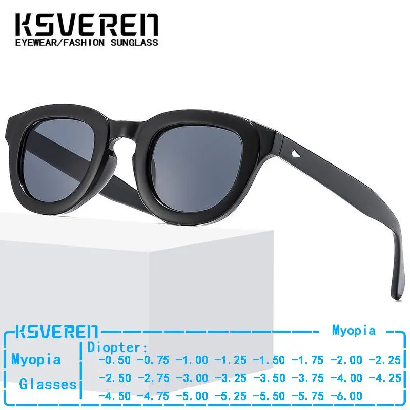 

Retro Oval Black Myopia Sunglasses Men Women Tinted Prescription Nearsighted Eyewear UV Protection Outdoor Shade Sun Glasses